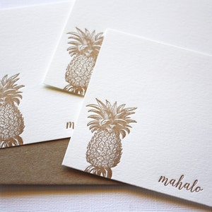 Pineapple Letterpress Thank You Cards Aloha Mahalo Copper Gold image 2