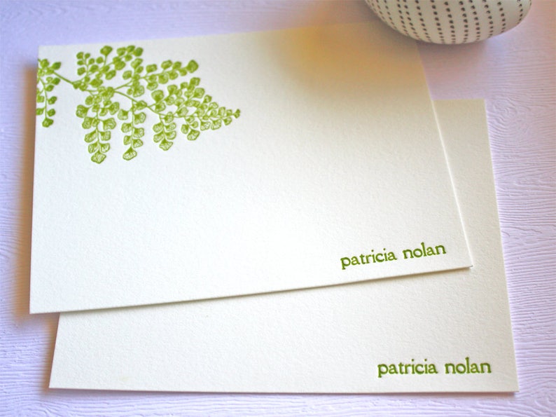 Personalized Letterpress Stationery Hawaiian Maidenhair Fern \u02bbIwa \u02bbIwa