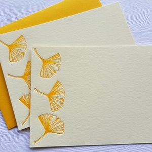 Golden Ginkgo Letterpress Stationery Note Cards image 2