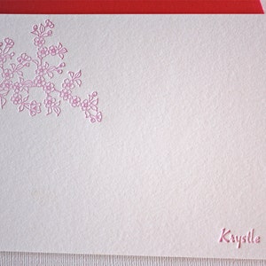 Personalized Letterpress Stationery Cherry Blossoms Spring Pink image 4