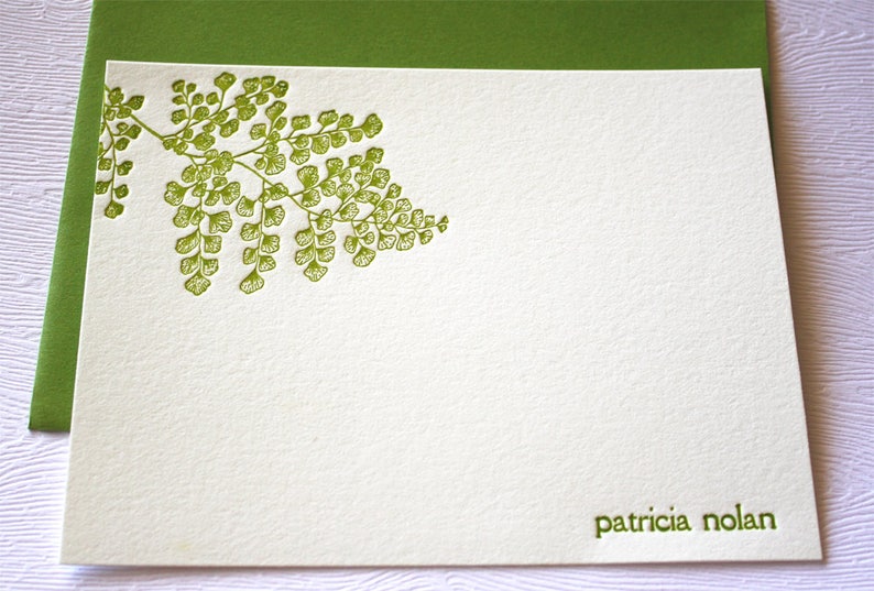 Personalized Letterpress Stationery Hawaiian Maidenhair Fern \u02bbIwa \u02bbIwa