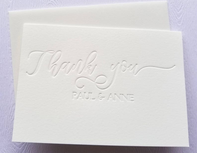 Personalized Thank You Cards Letterpress Calligraphy Blind Etsy