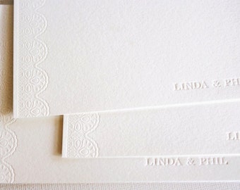 Personalized Wedding Thank You Lace Letterpress Cards