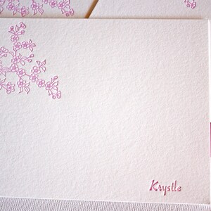Personalized Letterpress Stationery Cherry Blossoms Spring Pink image 5