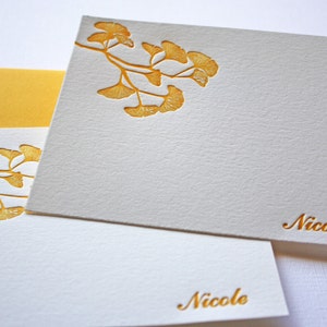 Golden Ginkgo Leaves Personalized Letterpress Stationery Mother's Day Gift image 5