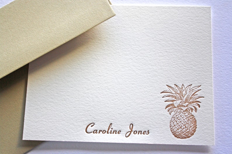 Personalized Letterpress Stationery Pineapple Gifts image 2