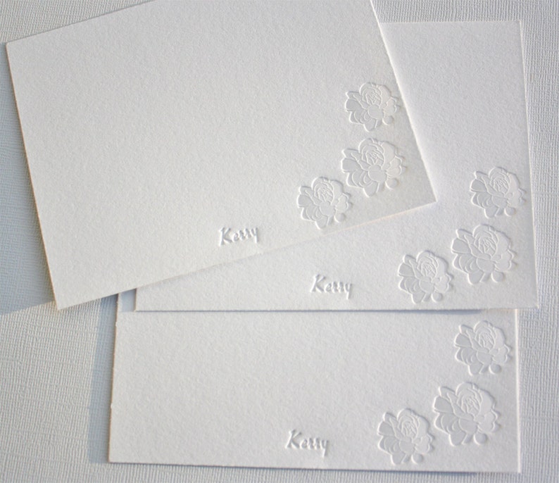 Personalized Letterpress Stationery Pikake Jasmine Blossoms image 3