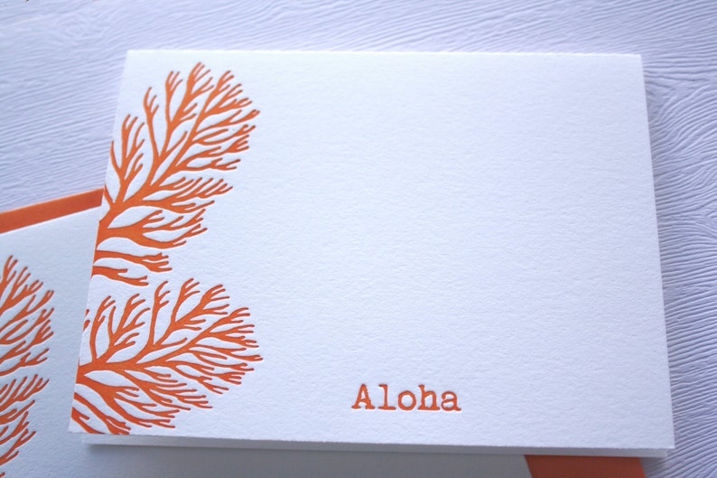 Ocean Coral Letterpress Folded Cards Aloha Mahalo image 4