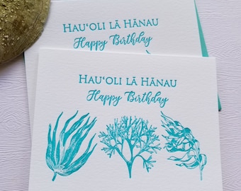 Hawaii Seaweed Birthday Cards Letterpress Hauʻoli lā hānau