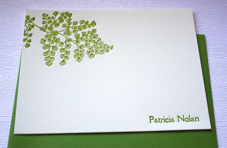 Personalized Letterpress Stationery Hawaiian Maidenhair Fern \u02bbIwa \u02bbIwa