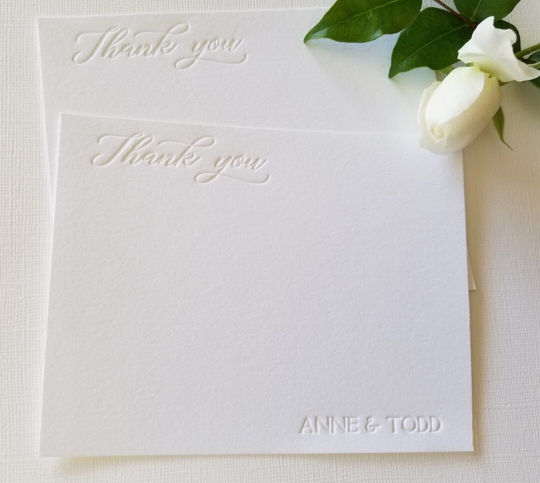 Personalized Wedding Thank You Letterpress Cards Calligraphy Blind ...