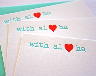 Letterpress Cards With Aloha Heart