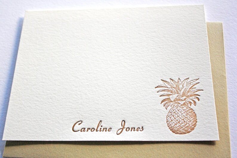 Personalized Letterpress Stationery Pineapple Gifts image 3