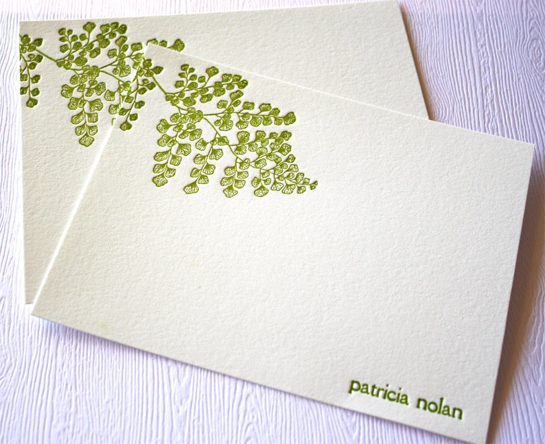 Personalized Letterpress Stationery Hawaiian Maidenhair Fern \u02bbIwa \u02bbIwa