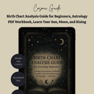 Guía de análisis de la carta natal para principiantes, libro de ejercicios de astrología en PDF, aprenda sobre el Sol, la Luna y el Ascendente, producto digital