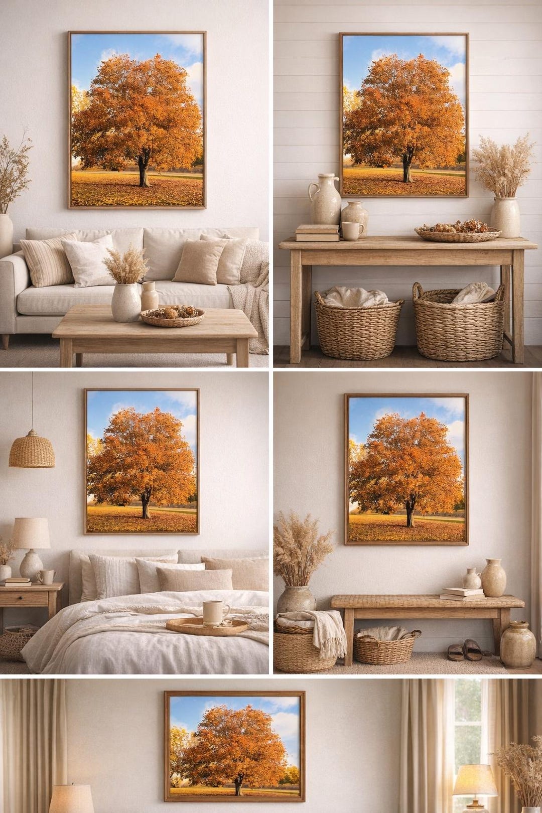 Fall Tree Wall Art Printable, Autumn Landscape Photography, Rustic ...