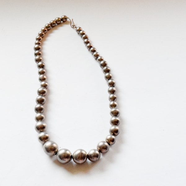 Petite Silver Ball Necklace with Handmade Bench Beads