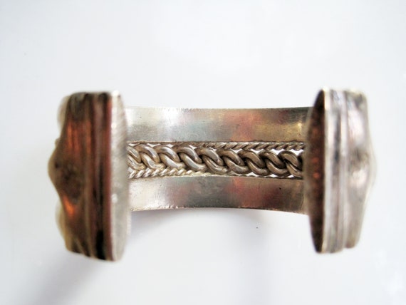 Bedouin Bracelet from Egypt Silver Cuff with Otto… - image 4