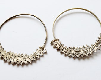 Berber Hoop Earrings Antique Silver Amazigh Hoops