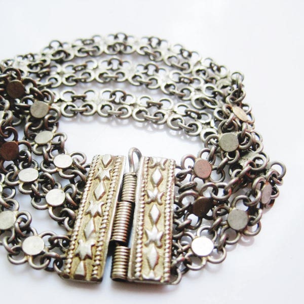 Bracelet Argenté OTTOMAN Vintage - Style Ethnique En étain - Occasion Porté