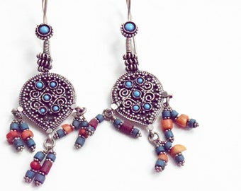 Vintage Tribal Silver Earrings