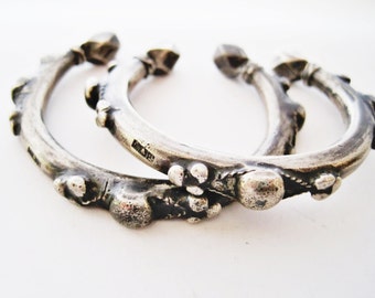 Vintage Silver Nubian Matching Pair of Bracelets for Small Wrist