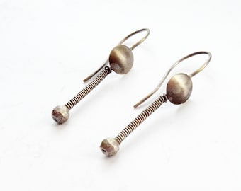 Simple Tribal Silver Earrings from Gujarat India