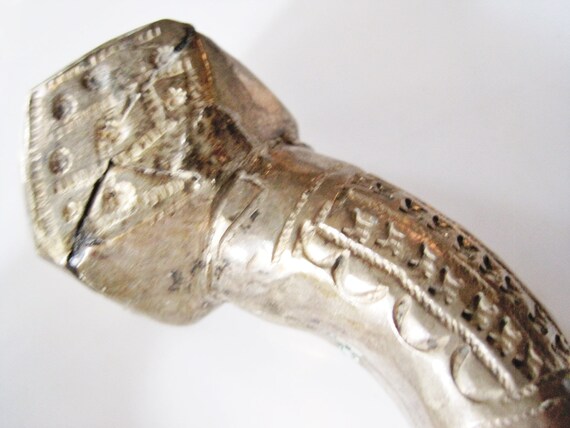 Vintage Silver Nubian Anklet Bracelet with Geomet… - image 6