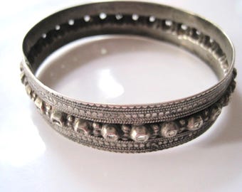Antique Balkan Bangle with Bosses from Late Ottoman Era