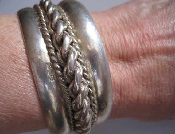 Bedouin Bracelet from Egypt Silver Cuff with Otto… - image 2