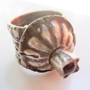 Vintage Ethnic Silver and Red Glass, Size 9
