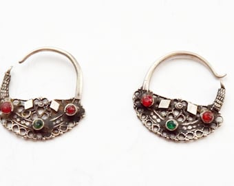 Vintage Silver Pashtun Earrings Crescent Shaped