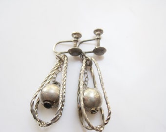 Mexican Screw Back Silver Ball Screw Back Earrings