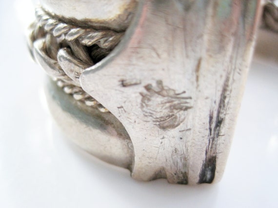 Bedouin Bracelet from Egypt Silver Cuff with Otto… - image 6