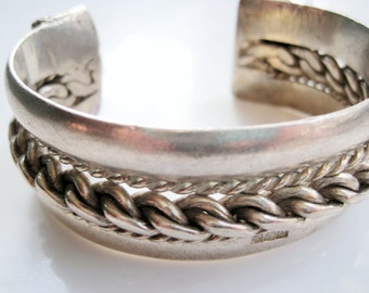 Bedouin Bracelet from Egypt Silver Cuff with Ottoman Tughra