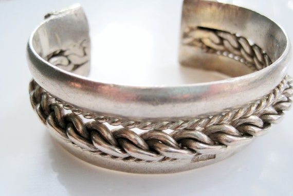 Bedouin Bracelet from Egypt Silver Cuff with Otto… - image 1