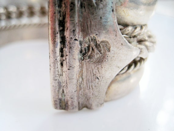 Bedouin Bracelet from Egypt Silver Cuff with Otto… - image 7