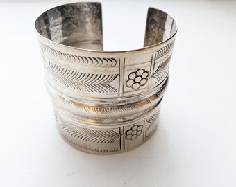 Vintage Silver Wide Siwa Egyptian Bracelet by Muhammad Makkawi