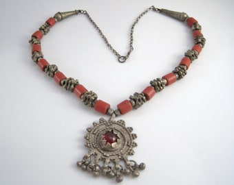 Yemeni Necklace, Silver Pendant, Silver Tribal Bedouin Jewelry