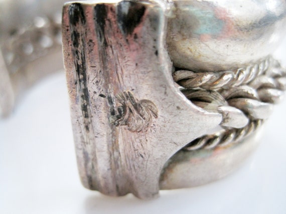 Bedouin Bracelet from Egypt Silver Cuff with Otto… - image 5