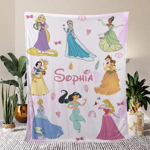 Personalized Disney Princess Fleece Blanket – Custom Name for Kids, Birthday Gift, Baby Shower, Gift for Boy and Girl
