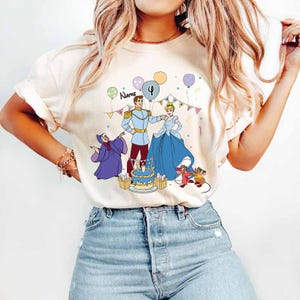 Personalized Name Disney Cinderella Birthday T-Shirt, Disney princess Birthday Present Gift, Disneyland Family Tee, Kid Youth Adult Shirt