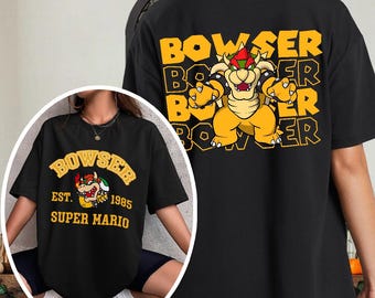 Super Mario Bros Character Shirt, Double Sided Mario Shirt, Peach Luigi Toad Rosalina Bowser Yoshi Tee