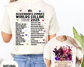 Camiseta dupla face inspirada na turnê mundial de zumbis, traje para festival de música para meninas, camiseta inspirada em Skye para shows de verão, blusa de férias do Epcot