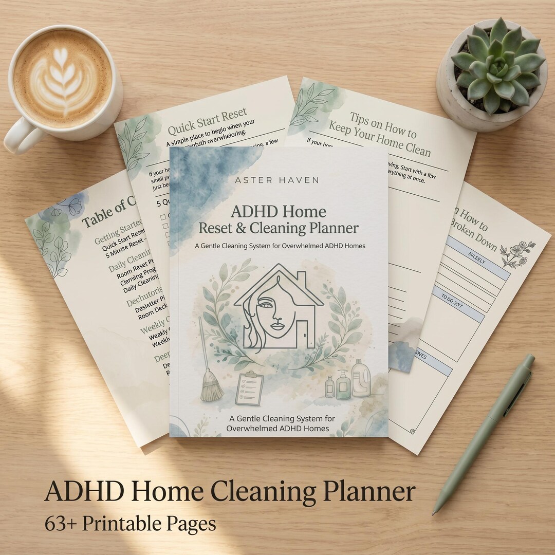 ADHD Home Cleaning Planner Printable | Cleaning Checklist | Home Reset ...