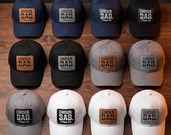 Chosen Dad Hat Personalized Leather Patch Hat with Kids Names Christian Dad Gift Father's Day