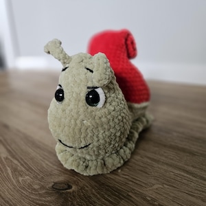 crocheted cuddly toy snail