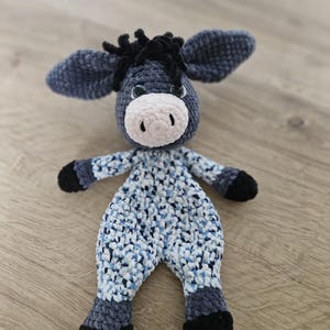 crocheted cuddly toy - cuddly blanket donkey