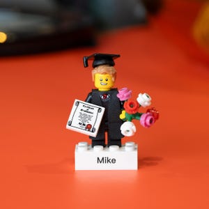 Customized Graduation Minifigures With Name/ University Logo | Personalized Gift for him, Gift for Her, Customize Figures/Text