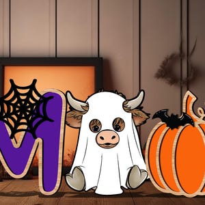 Highland Cow Halloween Sign Svg Laser Cut, Door Hanger File SVG, Farm Glowforge, Cow Halloween Svg, Funny Halloween, Halloween Decor Svg